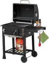 "Relaxdays" medžio anglių kepsninės vežimėlis su dangčiu, BBQ kepsninė su ratukais, reguliuojamo aukščio, sodo kepsninė XXL, juoda/sidabrinė