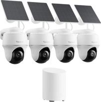 "Reolink" 2K saulės stebėjimo kamerų lauko kamerų rinkinys su "Home Hub Mini", posvyrio pakreipimo, dirbtinio intelekto aptikimo, centrinio valdymo, saugios vietinės saugyklos, be prenumeratos, "Home Hub Mini" + 4 x "Argus PT Lite" + "Solar Panel Lite