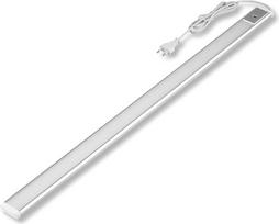 "REV Under-Unit Light" virtuvės LED aliuminio spintelės apšvietimas 90 cm 10 W 850 liumenų 3000 K virtuvės apšvietimas plokščias su jutikliu, lengvai montuojamas sidabrinis
