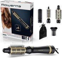 "Rowenta Express Style" CF6330F0 "4-in-1" karšto oro šepetys su 4 priedais Keraminė danga Priežiūros reguliavimas Oro srauto technologija Vėsus antgalis Užrakto ir atleidimo mygtukas Juoda/auksinė