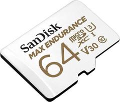 "SanDisk Max Endurance" vaizdo stebėjimo kamera, skirta "Dash Cams" ir namų stebėjimui 64GB microSDXC atminties kortelė + SD adapteris 30 000 valandų ištvermės, balta