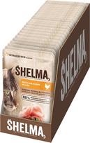 "Shelma" drėgnas kačių ėdalas su vištiena padaže su pomidorais ir žolelėmis - visavertis ėdalas be grūdų ir su dideliu mėsos kiekiu - 28 x 85 g (2,38 kg)