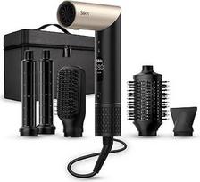 "Silk'n Air Styler" ir plaukų džiovintuvas "SilkyAir Flex I 5-in-1" automatinis apvyniojimo garbanojimo priedas, mentelinis šepetys, ovalus šepetys, koncentratorius, difuzorius, laikymo dėklas, nepažeidžia karščio, 1300 W, juodas