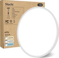 "slochi" lubų šviestuvas LED lubų šviestuvas, plokščias 46 W, skersmuo 50 cm, 3 spalvos, 3000 K / 4000 K / 6500 K, IP44 Vonios kambario šviestuvas, 4600 LM modernus LED šviestuvas, skirtas virtuvei, vonios kambariui, miegamajam, prieškambariui, svetainei,