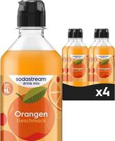 "Sodastream" gėrimų mišinys "Orange" - sirupas gazuotam ir negazuotam vandeniui, 4 vnt. (4 x 440 ml), iš kurio galima paruošti iki 9 l paruošto gėrimo