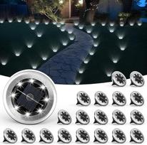 "Solpex" nedideli saulės grindų žibintai, saulės šviesos diodai sodui, 8 LED, 20 vnt., balti sodo žibintai, nerūdijantis plienas, atsparūs vandeniui lauke, sode, terasoje, vejoje, kieme, pėsčiųjų takeliuose
