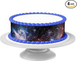 "Space 1" valgomoji torto juosta - 4 vienetai po 24 cm x 5 cm, tinkama tortams iki 30 cm valgyti - kūrybinga tortų puošyba