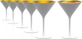 "Stölzle Lausitz Elements" kokteilių taurės aukso/baltos spalvos, 6 vnt., 240 ml - stilingos kokteilių taurės, idealiai tinkančios "Martini" ir "Manhattan" kokteiliams - elegantiškos krištolinės "Martini" taurės, atsparios plauti indaplovėje ir smūgiams