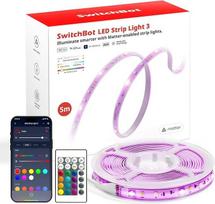 "SwitchBot" matinė LED juosta 5 m, 72LEDs/m RGBCCT LED juosta su programėlės nuotolinio valdymo pulteliu, suderinama su "Alexa", "Apple Home", "Google Home", muzikos sinchronizavimu, netiesioginiu apšvietimu, LED šviesos juosta miegamajam
