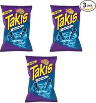 "Takis Blue Heat" - 3 x 100 g - aitriųjų paprikų skonio traškučiai - itin aštrūs - mėlyni kukurūzų užkandžiai