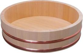 "TIKUSAN Hangiri" medinis suši ryžių maišymo indas, pagamintas Japonijoje, Sawara Cypress, suši ryžių dubenėlis, suši indas (30 cm)