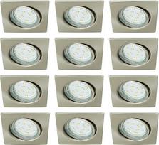 "Trango®" 12 kvadratinių įleidžiamo apšvietimo šviestuvų rinkinys Nerūdijančio plieno išvaizda, įskaitant 12x GU10 3,0 W galios SMD LED TG6729 122SB Įleidžiamas apšvietimas Lubų šviestuvai/230 V