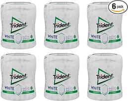 "Trident White" kramtomoji guma be cukraus "Spearmint" - 6 tūbelės po 82,6 g - švytinčiai šypsenai, gaivaus spearminto skonio, kramtomieji saldainiai be cukraus, didmeninė prekyba