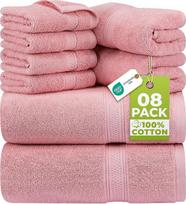 "Utopia" rankšluosčiai, 8 dalių "Premium" rankšluosčių rinkinys, 2 vonios rankšluosčiai, 2 rankų rankšluosčiai ir 4 veido šluostės, 600 gsm, 100 % medvilnė, sporto salė, viešbutis ir SPA (tamsiai rožinis)