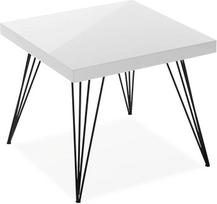 "Versa Denver" šoninis staliukas svetainei, miegamajam ar virtuvei, modernus žemas staliukas, 43 x 50 x 50 cm (V x D x Š), medis ir metalas, baltos spalvos