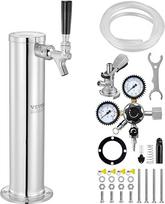 "VEVOR Kegerator Tower Kit", vieno čiaupo alaus konversijos rinkinys, nerūdijančio plieno statinės alaus bokšto čiaupas su dvigubu matuokliu W21.8 reguliatoriumi ir A sistemos statinės jungtimi, alaus lašėjimo padėklas namų vakarėliams