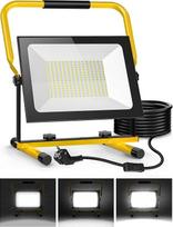 "Viugreum" LED statybinis prožektorius 200 W 20000 liumenų 6500 K reguliuojama kryptis 230 V šaltai baltos spalvos priekinis žibintas IP66 vandeniui atsparus darbo žibintas 3 užtemdymo lygiai statybinis prožektorius su kištuku 3 m kabelis statybvietėms