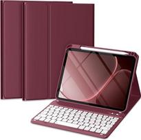 "Vobafe" dėklas su klaviatūra "iPad A16 11/10" (2025/2022, 10,9/11 colių), magnetinė nuimama "Bluetooth" klaviatūra su atnaujintu klavišų dangteliu, su rašiklio laikikliu, vyno raudonos spalvos
