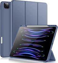 "Vobafe" dėklas, suderinamas su "iPad Pro 12.9" 6/5/4/3 kartos, TPU lanksti nugarėlė su pieštuko laikikliu "iPad Pro 12.9" 2022/2021/2020/2018, palaiko "Pencil 2" įkrovimą, mėlynai pilkas