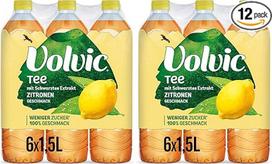 "Volvic Tea Lemon Flavour" - nealkoholinis gėrimas su juodosios arbatos ekstraktu - sumažintas cukraus kiekis - 6 x 1,5 l - 30 proc. mažiau cukraus nei panašiuose nealkoholiniuose gėrimuose su arbata (pakuotė po 2 vnt.)