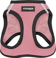 "Voyager Step-In Air" diržai šunims "Best Pet Supplies" - "All Weather Mesh Step in Vest" diržai mažiems ir vidutiniams šunims, rožinės/juodos spalvos, XL dydis - krūtinė 52-58 cm