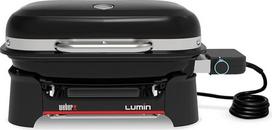 "Weber Lumin Compact" nešiojamasis kompaktiškas elektrinis grilis, iki 315 °C temperatūros, su dangčio termometru, porcelianiniu emaliu padengtos ketaus grotelės, 43 x 32 cm grilio plotas, juodas (1502044)
