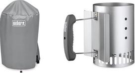 "Weber" turimas 7175 18 colių medžio anglių kepsninės dangtis, juodas, 81,3 x 47 x 61 cm ir 7447 Compact Rapidfire Chimney Starter