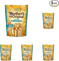 "Werther's Original Caramel Popcorn Salted Caramel" (5 x 140g) - traškūs popkornai su sūriu kreminiu karamelės apvalkalu