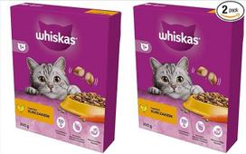 "Whiskas Adult 1+" sausas maistas suaugusioms katėms su vištiena, 2 vnt. (2 x 300 g), dėžutėje