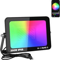 "Willpower" RGB LED prožektorius lauko 200 W 20000 LM, su "Bluetooth" programėlės valdymu, LED prožektorius RGBW, keičiantis spalvas, 16 milijonų spalvų, reguliuojamas apšvietimas, išmanusis laikmatis, atsparus vandeniui, IP66, sodo vakarėlio diskoteka vi