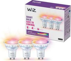 "WiZ GU10" išmanioji stiklinė LED lemputė, 3 vnt. - 50 W, 16 mln. spalvų + balti atspalviai, "Wi-Fi" / "Bluetooth", valdymas balsu / programėlėmis, veikia su "Google Home", "Alexa" ir "HomeKit