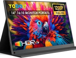 "Yodoit" nešiojamasis monitorius 14" 1920×1200 100% sRGB FHD Tragbarer Laptop Screen Erweiterung Išorinis išorinis USB-C ir HDMI jungtis su apsaugine juosta ir laužtuvu, mobilusis ekranas kompiuteriui, "Mac", "Xbox", "PS", "Switch