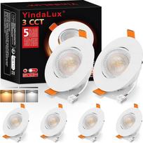 "YindaLux" LED įleidžiamas prožektorius 230 V apšvietimas 5 W IP44 Plokšti LED prožektoriai 68-80 mm skylės dydžio lubų prožektoriai 3000 K / 4000 K / 6000 K prožektoriai Lubų apšvietimas 45° pasukamas įleidžiamas apšvietimas vonios kambariui gyvenamajam