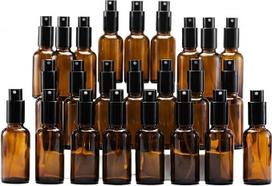 "Yizhao" rudas tuščias stiklinis 30 ml buteliukas su purkštuku, skirtas eteriniams aliejams, aromaterapiniams mišiniams, kvepalams, masažui, cheminiams skysčiams, vaistams, mažas purkštukas - 12 vnt.