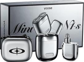 "yoose" mini skustuvas ir nosies plaukų kirpimo mašinėlė su itin tyliu varikliu, lydinio medžiaga ir IPX7 atsparumu vandeniui, "yoose" priežiūros rinkiniai - ideali dovana vyrams, sidabrinė