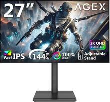 "Z-Edge AGEX" 27 colių QHD žaidimų monitorius 144 Hz 2K 2560 x 1440 Fast IPS MPRT 1 ms LED monitorius, 350 cd/m², "FreeSync", HDR10, DP ir HDMI, reguliuojamo aukščio, pakreipimo, pasukimo, juodos spalvos