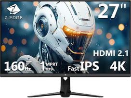 "Z-Edge" 27 colių 4K žaidimų monitorius 160 Hz 1 ms UHD monitorius 3840x2160 greitas IPS skydelis, 450 cd/m² ryškumas, 1,07 mlrd. spalvų, HDR10, "FreeSync", HDMI 2.1 ir "DisplayPort 1.4", suderinamas su VESA, juodas