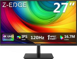 "Z-Edge" 27 colių 4K monitorius 120 Hz UHD žaidimų monitorius 3840 x 2160 IPS skydelis, 1 ms MPRT, 250 cd/m², "FreeSync", HDR10, DP 1.4, HDMI 2.1, suderinamas su VESA, juodas