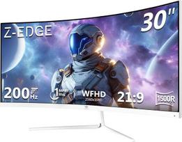 "Z-Edge" 30 colių itin plataus išlenkto žaidimų monitoriaus 200 Hz (DP) 165 Hz (HDMI) 1 ms MPRT, 2560x1080 VA skydelis, 21:9 R1500 išlenktas ekranas, 99 % sRGB, 300 cd/m² ryškumas, "FreeSync", HDMI ir "DisplayPort", baltas