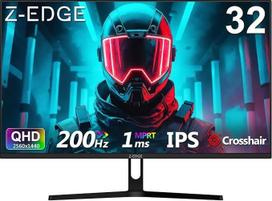 "Z-Edge" 32 colių žaidimų monitorius QHD 200Hz 2K 2560x1440, MPRT 1 ms, IPS skydelis, 300 cd/m² ryškumas, 100% sRGB, "FreeSync", kryžius, DP1.4 (200Hz) ir HDMI2.0 (144Hz), suderinamas su VESA, juodas
