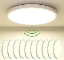 "Zemty" LED lubų šviestuvas su radaro judesio jutikliu 19 W 4000 K, plokščias vidaus šviestuvas, 22 cm 1800 LM apvalus IP44 sieninis šviestuvas balkonui, prieškambariui, garažui, 10 vnt.