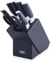 "Zyliss" E920263 "Comfort" peilių rinkinys, 7 dalių japoniško nerūdijančio plieno, tamsiai pilkos/baltos spalvos rankena, peilių blokas su 6 x peiliais ir 1 x žirklėmis, galima plauti indaplovėje