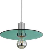 1 lemputės pakabinamas šviestuvas Valgomasis stalas Minimalistinis pakabinamas šviestuvas, pagamintas iš apvalios žalios spalvos stiklo plokštės ir chromo metalo E27 LED pakabinamas šviestuvas virtuvei Valgomasis Miegamasis ir svetainė