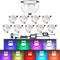 10 "WiFi" LED įleidžiami grindų žibintai Lauko RGB skersmuo 45 mm LED įleidžiami prožektoriai, suderinami su "Amazon Alexa", "Google Home", IP67 Vandeniui atsparūs terasos įleidžiami žibintai, skirti virtuvei, sodui, pėsčiųjų takui