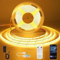 10 m šiltos baltos spalvos LED juosta, šviesos diodų juosta, reguliuojama išmaniąja programėle ir nuotolinio valdymo pulteliu, laikmačio funkcija, lipni LED juosta virtuvei, svetainei, sienai, 2700 K