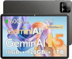 10 Zoll Android Tablet mit Hülle, Android 15, 18GB RAM (6+12) 128GB, T30 Octa-Core, 1TB erweiterbar, WiFi 6, 6000mAh, IPS HD 1280×800, Widevine L1, GPS, Grau