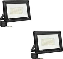 100 W LED lauko prožektorius, 6000 K 10000 LM Cool White LED prožektorius, IP66 vandeniui atsparus lauko prožektorius sodui, kiemams, garažui, viešbučiui, 2 vnt.