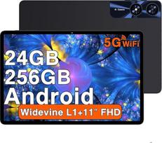 11 colių planšetinis kompiuteris su "Android", 24GB RAM, 256GB ROM, 1 TB TF, 2,0 GHz aštuonių branduolių, 5G WiFi 6, "Bluetooth 5.0", "Widevine L1", 5MP+13MP, 8000 mAh, 1280 x 800 IPS FHD, veido aptikimas, GPS, planšetinis kompiuteris su dėklu, juodas