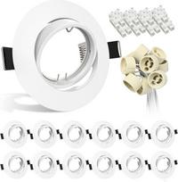 12 LED įleidžiamųjų prožektorių GU10 rėmelių rinkinys Pasukamas montavimo rėmelis 68 mm apvalūs balti LED prožektoriai su GU10 lizdu