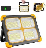 120 W LED saulės prožektorius, 120 W, nešiojamas darbo prožektorius, akumuliatorius su 348 LED karoliukais, 4 režimai, 10000 liumenų, darbo šviesa, įkraunamas per USB arba saulės bateriją, idealiai tinka stovyklavimui, darbui, žvejybai, juodas